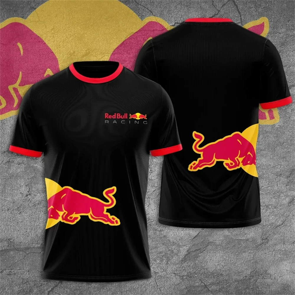 Red Bull Men's Summer T-shirt, Extreme Sports T-shirt, Red Bull 3D Printed Large Racing T-shirt, Red Bull Clothing