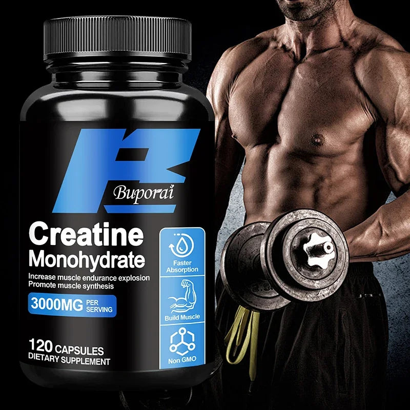 Creatine Monohydrate - Sports Supplement To Help Support Muscle Growth,Improves Performance - 120 Capsules ﻿
