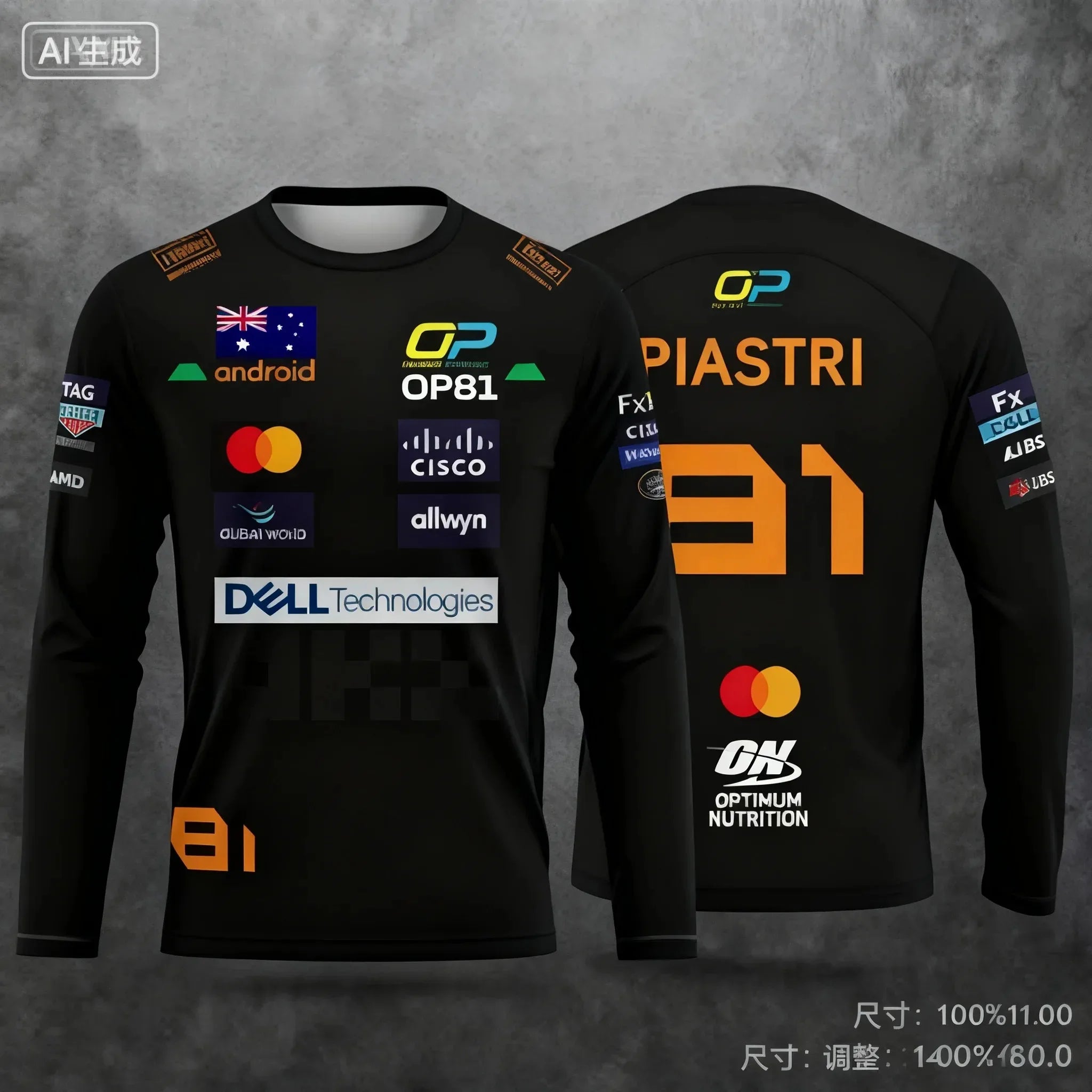 Lando Norris NO.4 2025 New Racing Style Long Sleeved T-shirt, Extreme Sports Racing Suit, Breathable Long Sleeved Sportswear