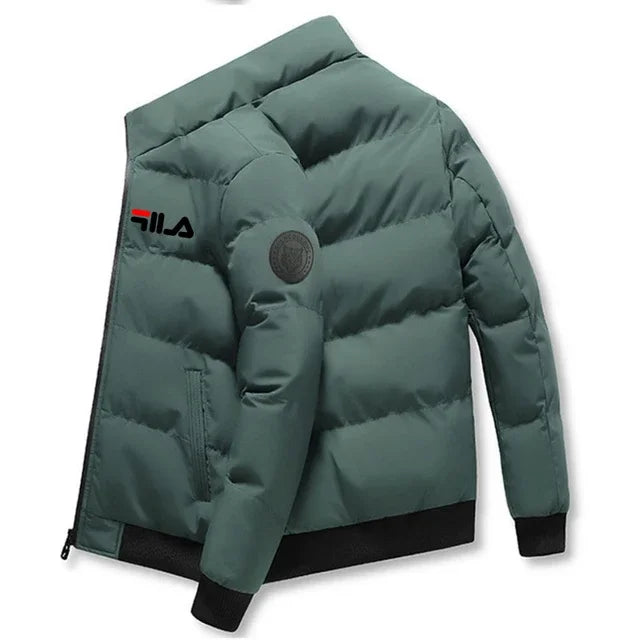 Fashion autumn and winter short men's thick warm coat, outdoor windproof new zipper printed men's casual jacket M-5XL