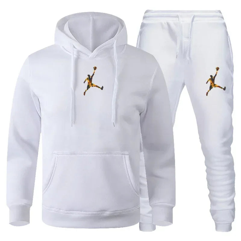 2025 Autumn/Winter Men's jogging Fitness sportswear Set: Fashionable long-sleeved sweatshirt + casual pants 2-piece set