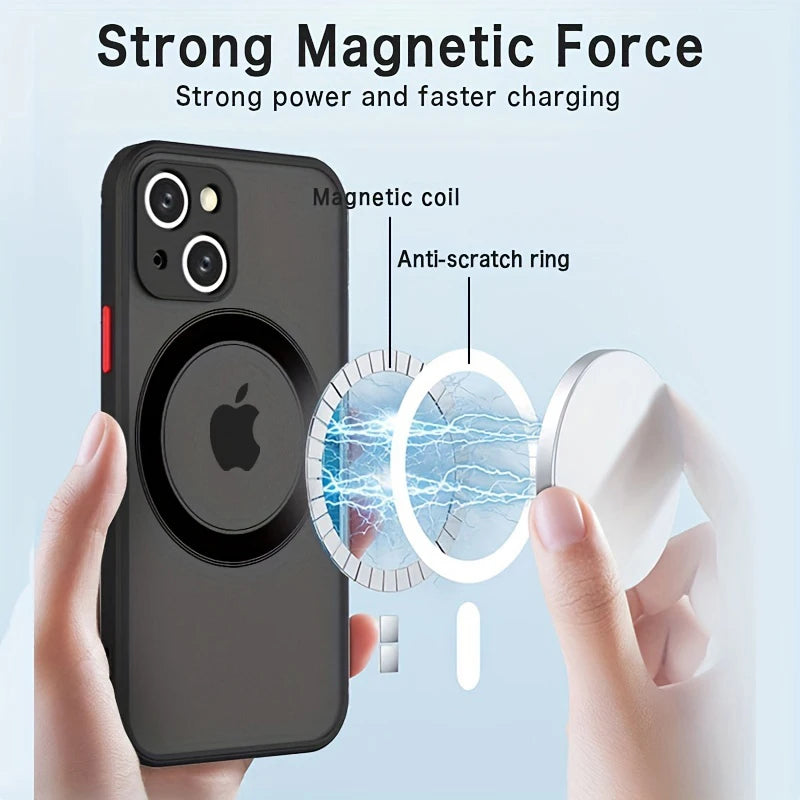 Luxury Armor Matte For Magsafe Magnetic Wireless Charging Case For iPhone 11 12 13 14 15 16 17 Pro Max Air Plus Shockproof Cover