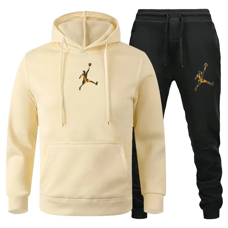 2025 Autumn/Winter Men's jogging Fitness sportswear Set: Fashionable long-sleeved sweatshirt + casual pants 2-piece set