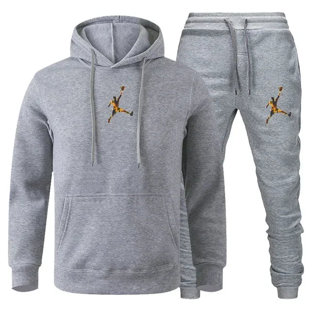 2025 Autumn/Winter Men's jogging Fitness sportswear Set: Fashionable long-sleeved sweatshirt + casual pants 2-piece set
