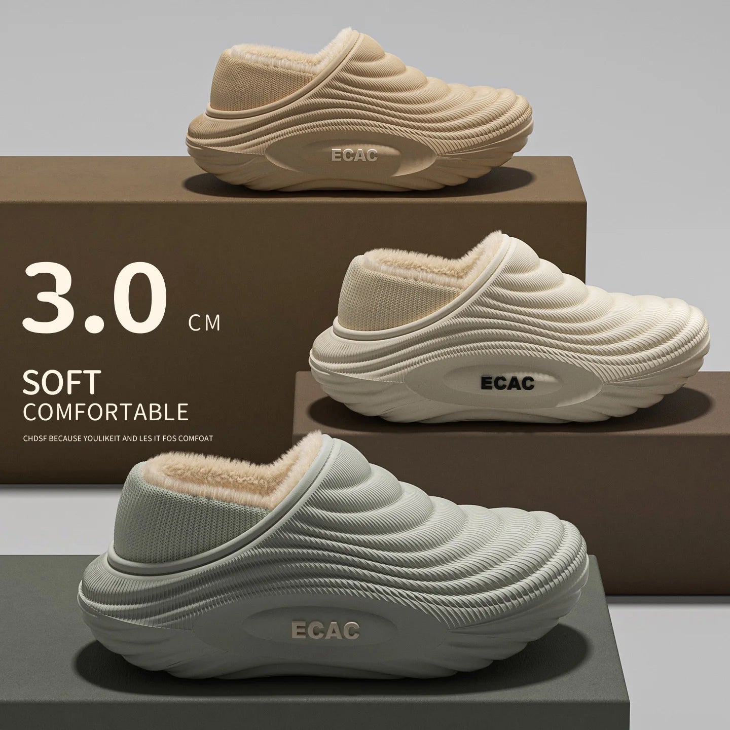 EVA Winter Slippers For Men Women Warm Fur Lined Waterproof Anti Slip Comfortable Indoor Outdoor Home Cotton Clogs Lightweight