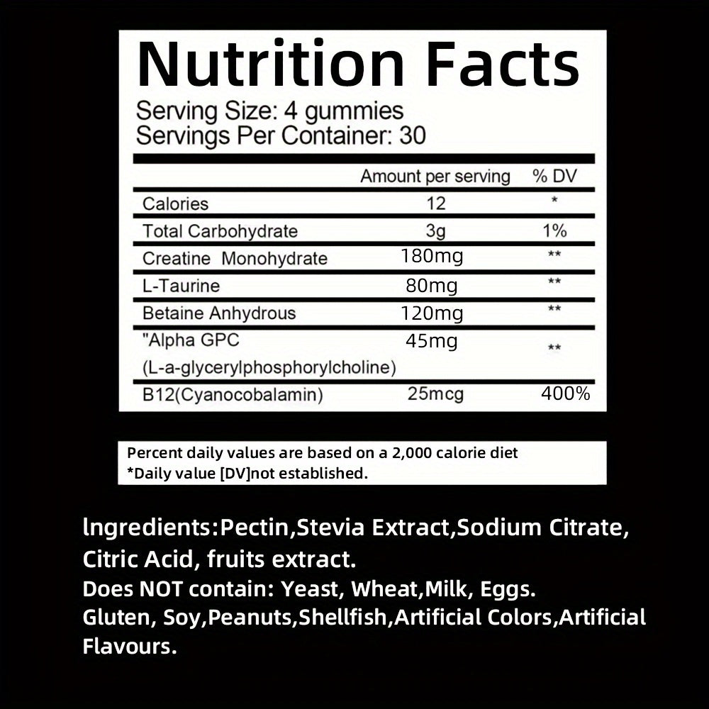 2/1blt, Creatine Monohydrate Gummies, 120 Creatine Monohydrate Gummies For Men And Women, 4g/0.14oz Creatine Monohydrate Per Serving, Sugar Free, Blueberry Flavor