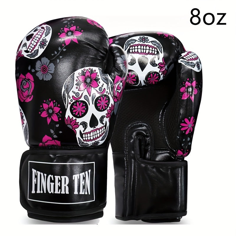 FINGER TEN Boxing Gloves Women Punching Sparring Kickboxing MMA Training Heavy Bag Glove Black Leather 8 10 12 14 oz for Womens