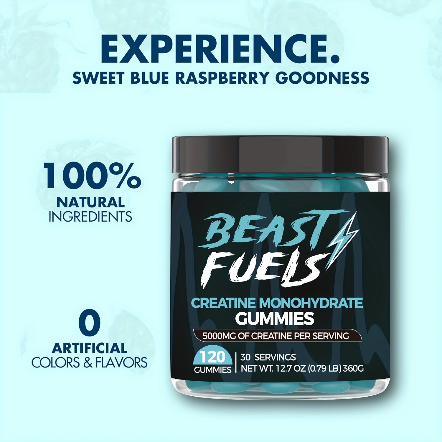 Advanced Creatine Monohydrate Gummies - 120 Count, 5000mg Each with L-Taurine & Vitamin B12 for Men & Women, Hypoallergenic