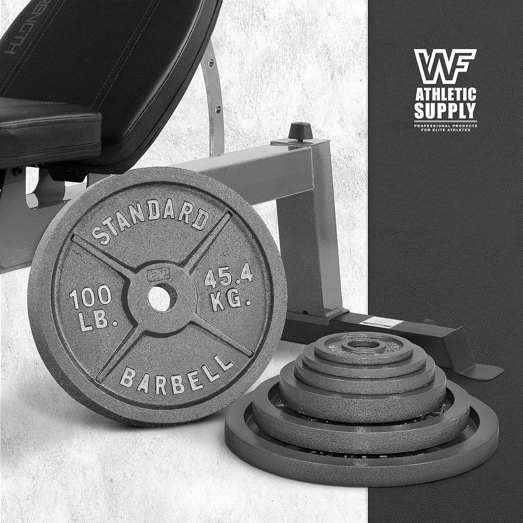 CAPHAUS Traditional/Classic 2-Inch Solid Cast Iron Weight Plates - Great for Strength Training, Weightlifting, Bodybuilding & Powerlifting, Multiple Choices Available