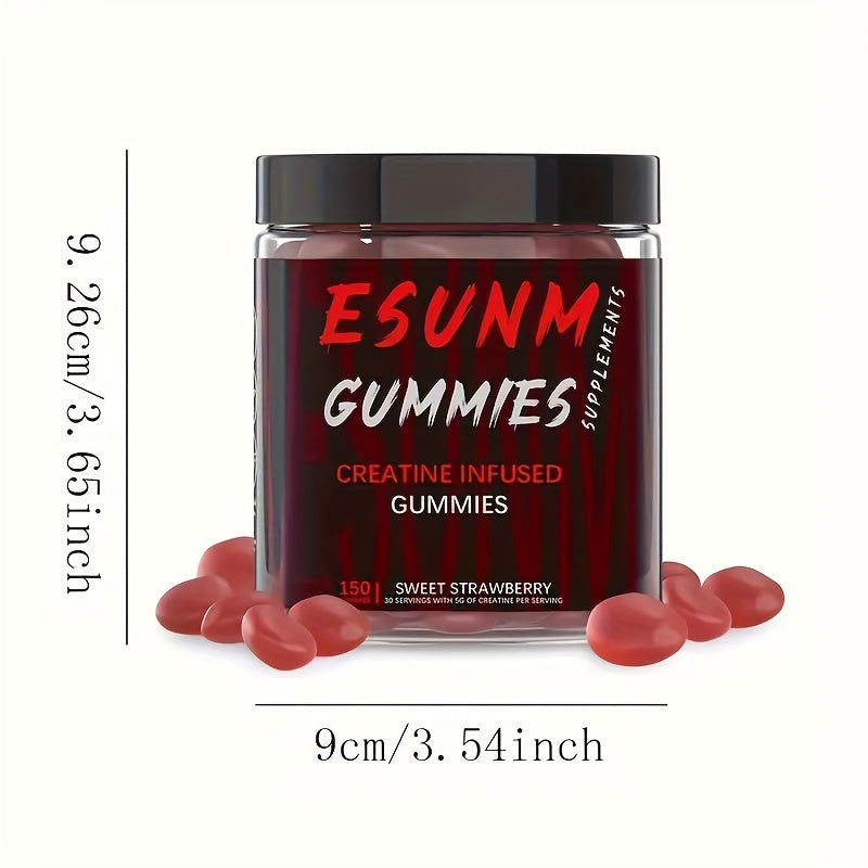 Creatine Bites - 0.18oz Creatine Monohydrate Per Serving - No Sugar Or Artificial Colors - Low-Calorie, Strawberry Flavor - 150 Gummies