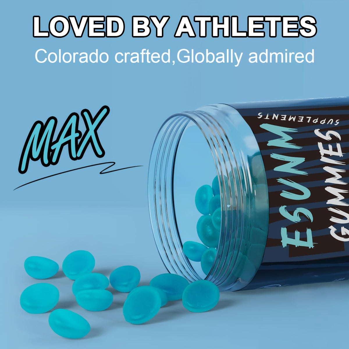 Creatine Gummies with 5g Creatine per Serving, Low-Calorie, Sugar-Free, Blueberry or Strawberry Flavor (150 Gummies per Bottle)