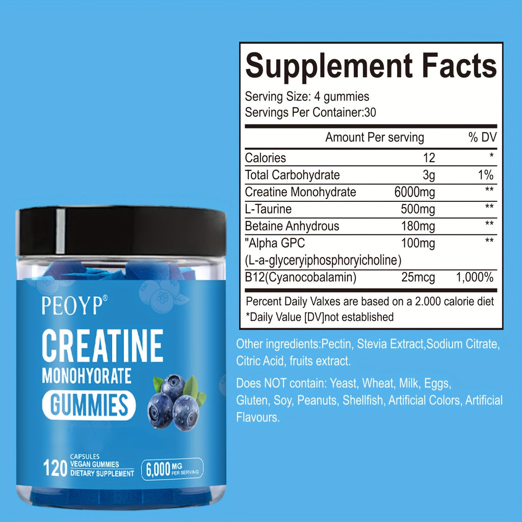 PEOYP 400g A Bottle, Blueberry Creatine Sugar Free Fudge, 6000mg Per Serving, For Women And Men Nutritional Supplement, Full Of Vitality Every Day