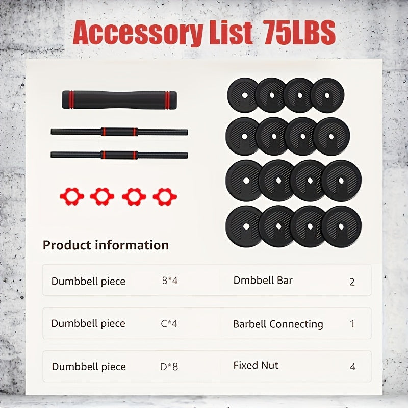 4-in-1 Adjustable Dumbbell Set - 20/45/50/55/65/75/85LBS Free Weights For Home Gym, Strength Training, & Bodybuilding - Versatile Fitness Equipment For Men & Women - Converts To Barbell, Kettlebell, Push-Up Bar - Recovery Exe