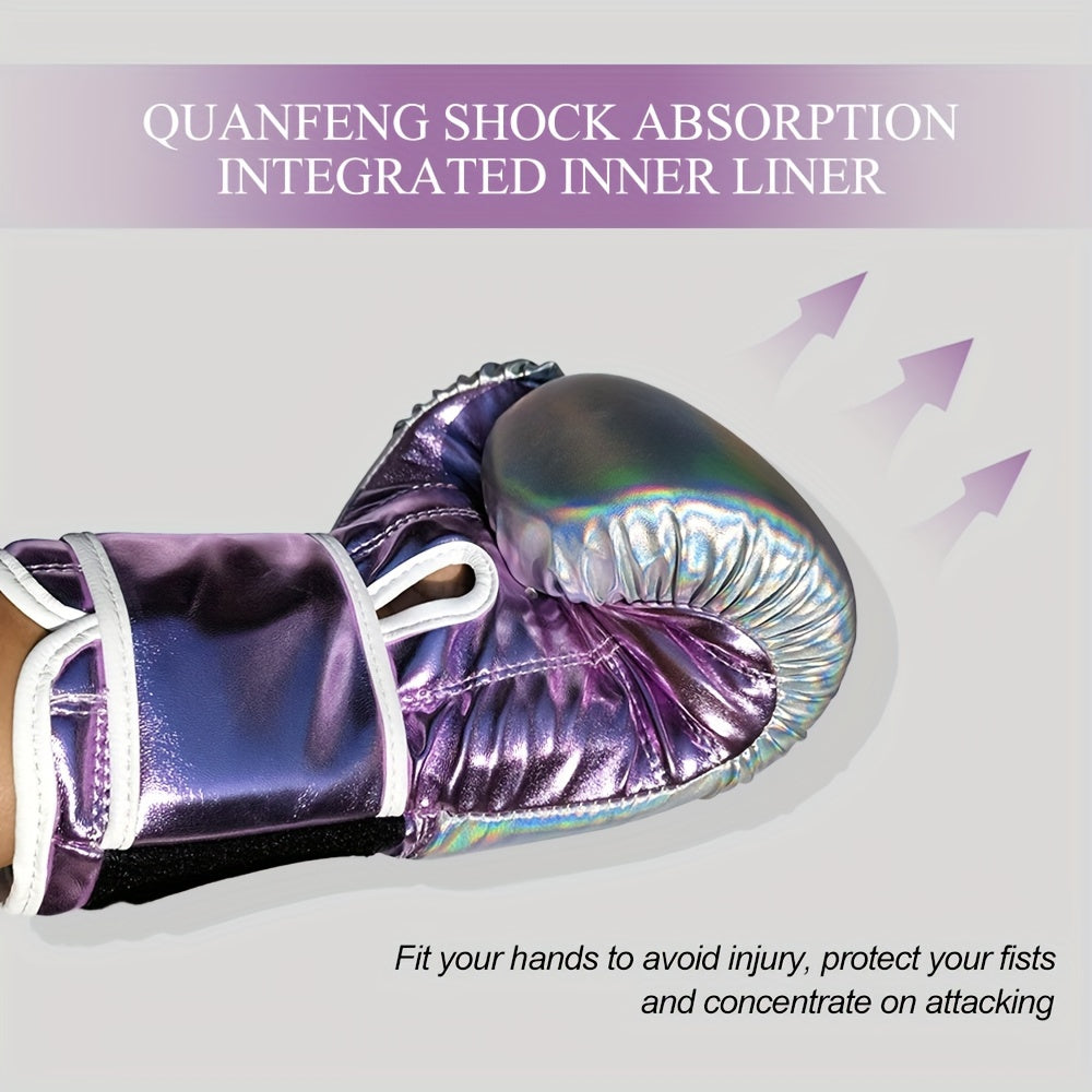 Premium Adult Boxing Gloves - 1 Pair, Hook & Loop Closure, Durable PU Material, Ideal for Sparring & Training - Purple - For Boxing Enthusiasts & Fitness Lovers - Perfect Gift for Martial Arts Practitioners