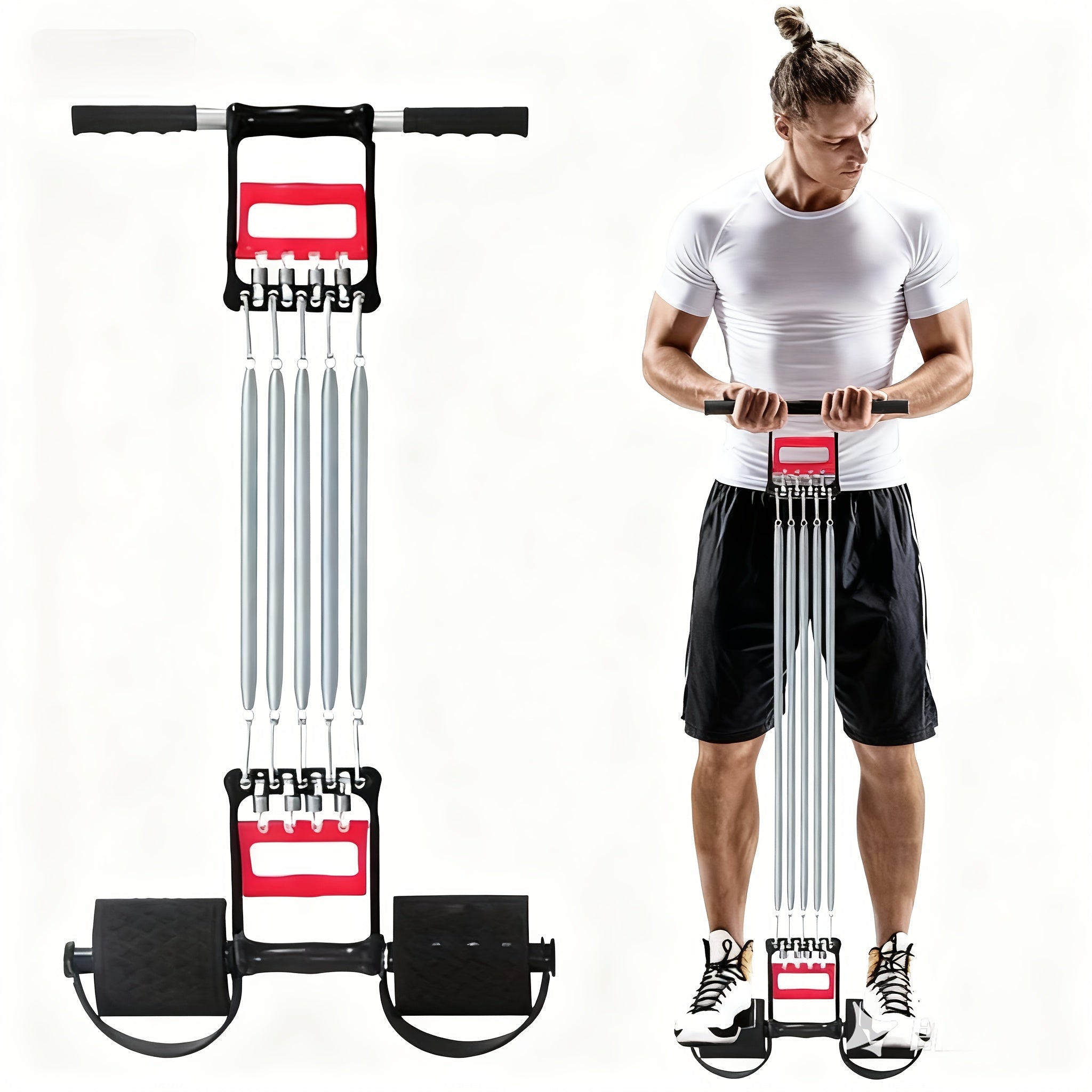 1pc Multifunctional Spring Pedal Puller - Adjustable Fitness Tensioner - For Arm & Chest Muscle Building, Bodybuilding, Strength Training, Sit-up - Suitable for Men & Women - Perfect for Home Workouts