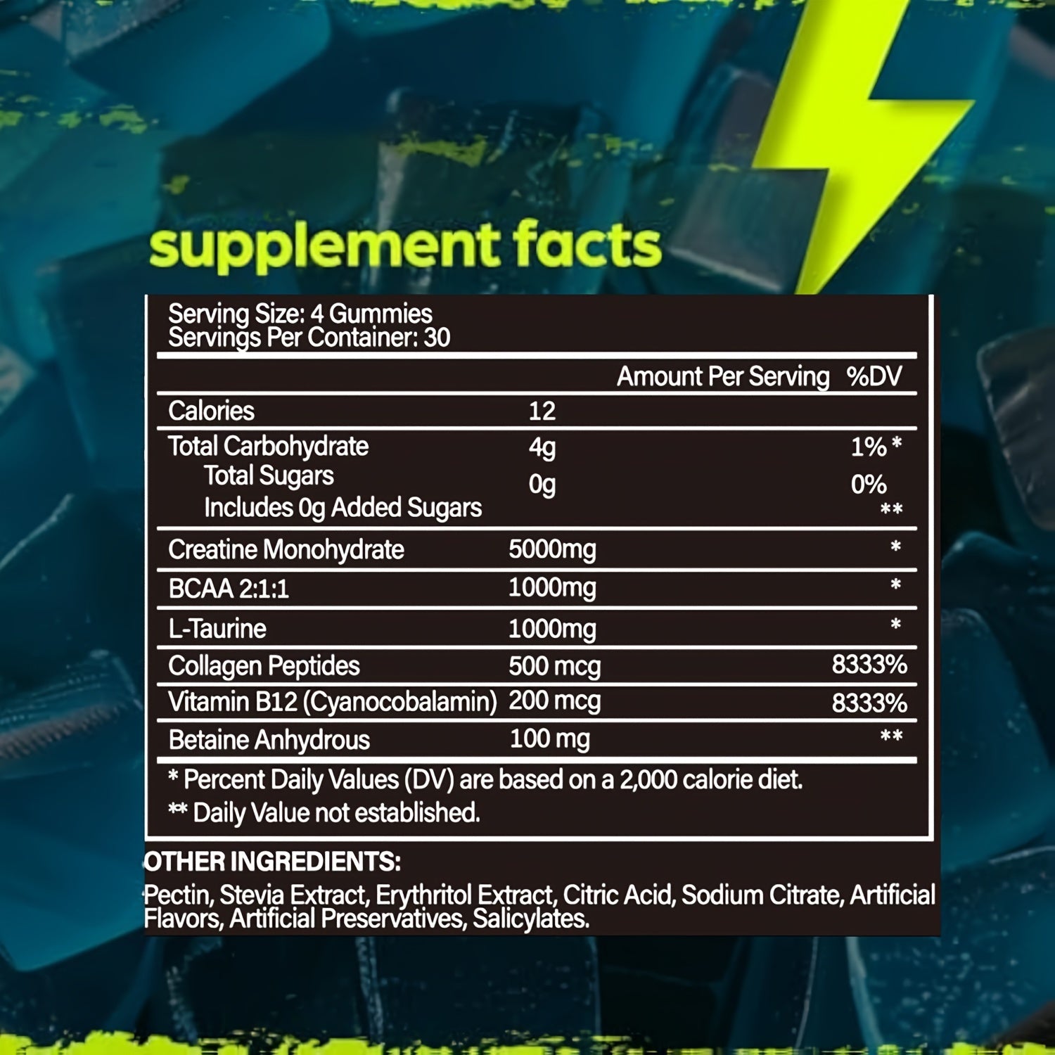 Creatine Monohydrate Gummies Complex 5000mg For Men & Women - 120 Gummies Advanced Formula W/L-Taurine + Vitamin B12 Supplement