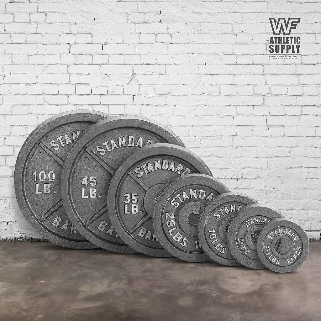 CAPHAUS Traditional/Classic 2-Inch Solid Cast Iron Weight Plates - Great for Strength Training, Weightlifting, Bodybuilding & Powerlifting, Multiple Choices Available