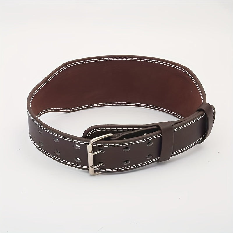 1pc PU Leather Waist Support Strap with Iron Buckle - Fitness Lifting Belt for Squat & Deadlift, Weightlifting & Bodybuilding Lumbar Protection Gear - Reversible Dry Cloth Cleanable, Solid Panel Non-Textile - For Men & Women