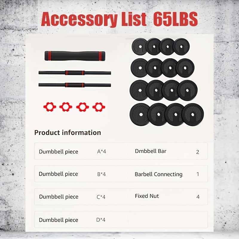 4-in-1 Adjustable Dumbbell Set - 20/45/50/55/65/75/85LBS Free Weights For Home Gym, Strength Training, & Bodybuilding - Versatile Fitness Equipment For Men & Women - Converts To Barbell, Kettlebell, Push-Up Bar - Recovery Exe