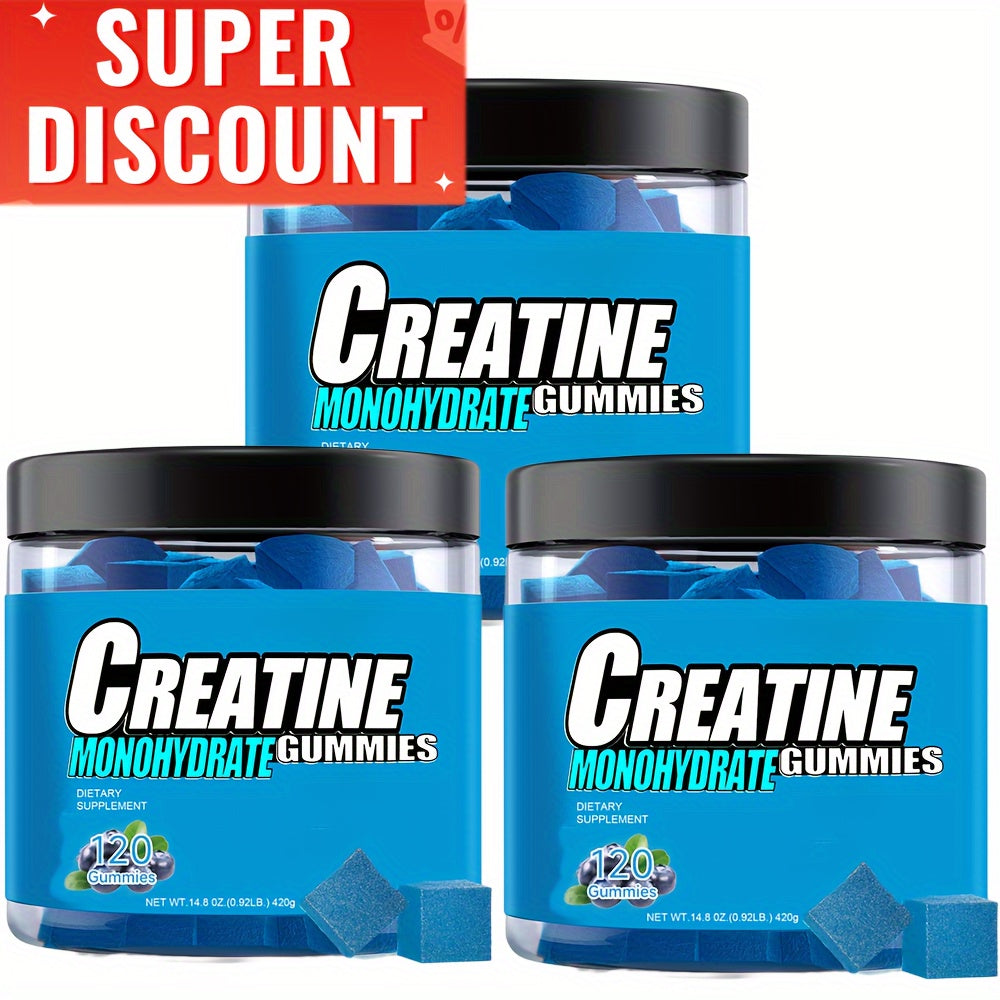 3/1pc Creatine Monohydrate Gummies For Men & Women, Supplement 5000MG PER SERVING, 120 Gummies Per Bottle For Sports