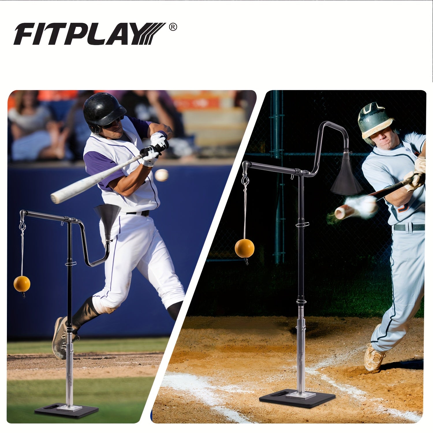 3-in-1 Baseball Softball Batting Tee, 5 Hitting Modes to Choose, Auto Reset Baseball Swing Trainner with Tethered Ball, Baseball Bat Grip, Hitting Practice, Batting Drills, Adjustable Tee, Portable Trainer, Durable Constructi
